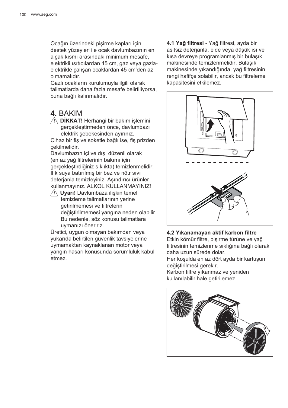 Bakim | AEG X56143MD0 User Manual | Page 100 / 128