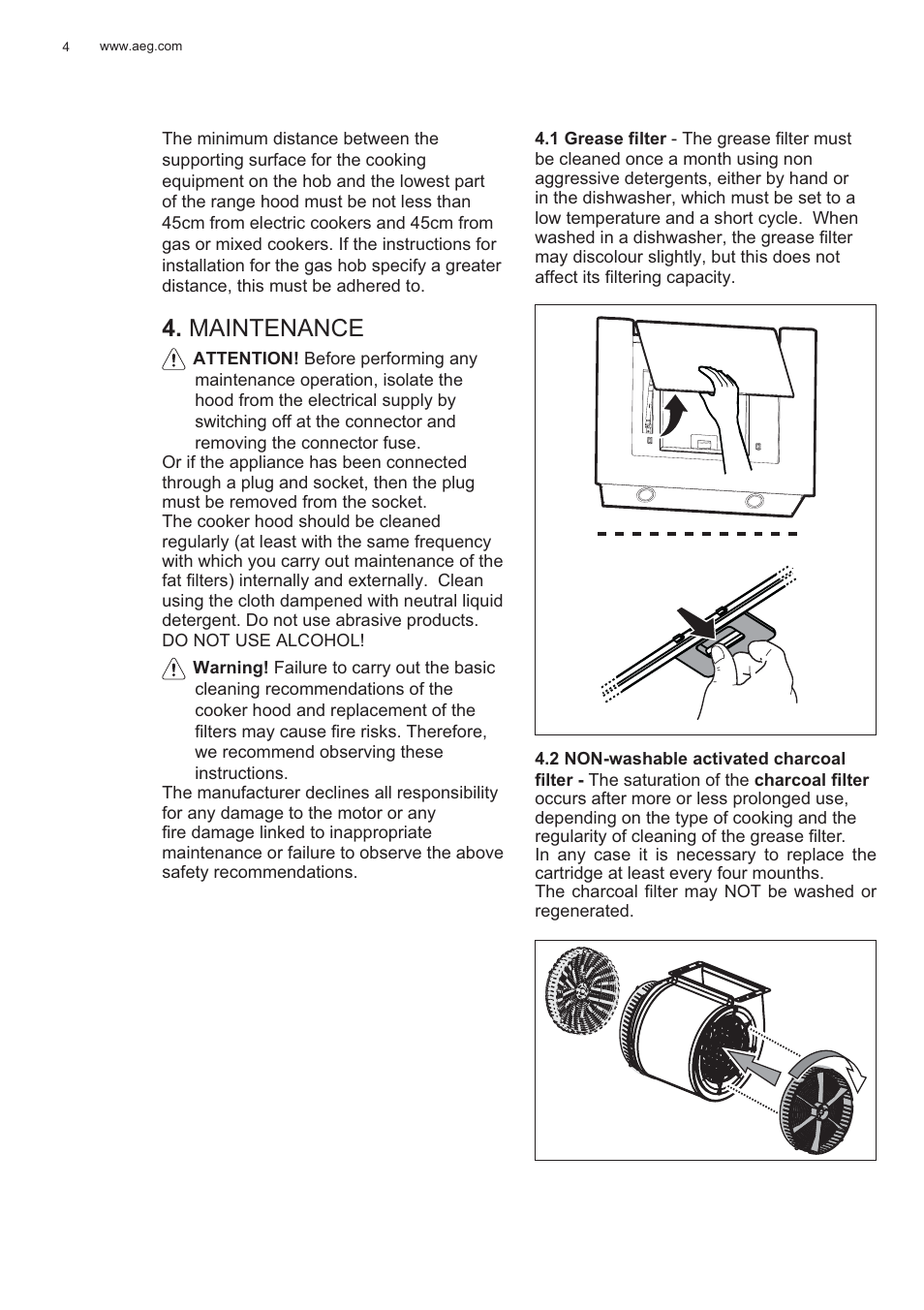 Maintenance | AEG X56143MD0 User Manual | Page 4 / 128