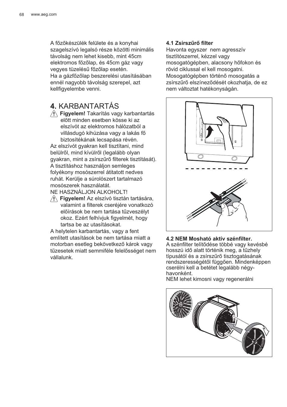 Karbantartás | AEG X56143MD0 User Manual | Page 68 / 128