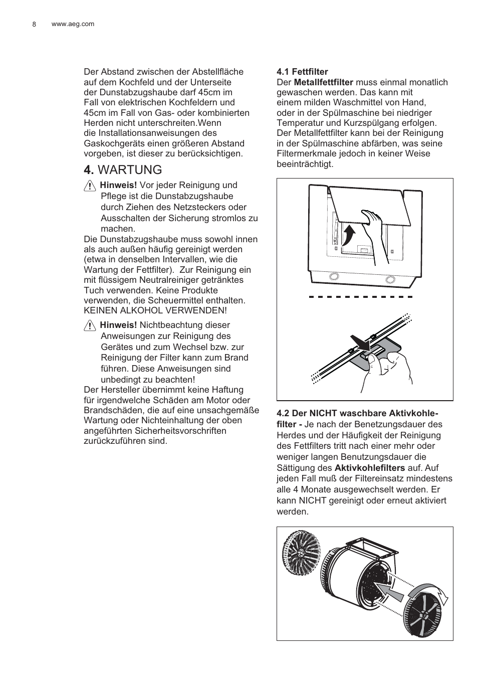 Wartung | AEG X56143MD0 User Manual | Page 8 / 128