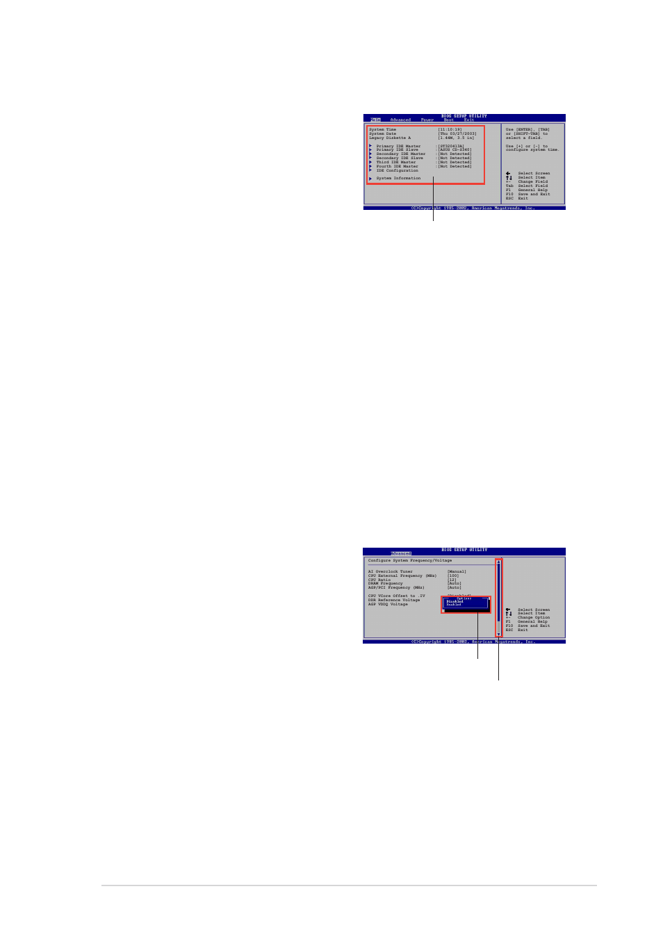 4 menu items, 5 sub-menu items, 6 configuration fields | 7 pop-up window, 8 scroll bar, 9 general help, Asus p4p8x motherboard user guide 2-9 | Asus P4P8X User Manual | Page 49 / 84