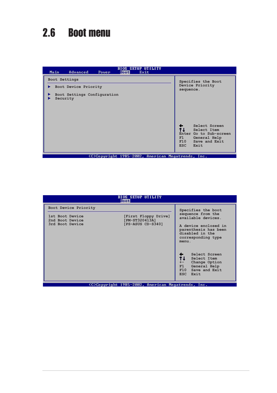 6 boot menu, 1 boot device priority, 1st ~ xxth boot device [1st floppy drive | Asus P4P8X User Manual | Page 69 / 84