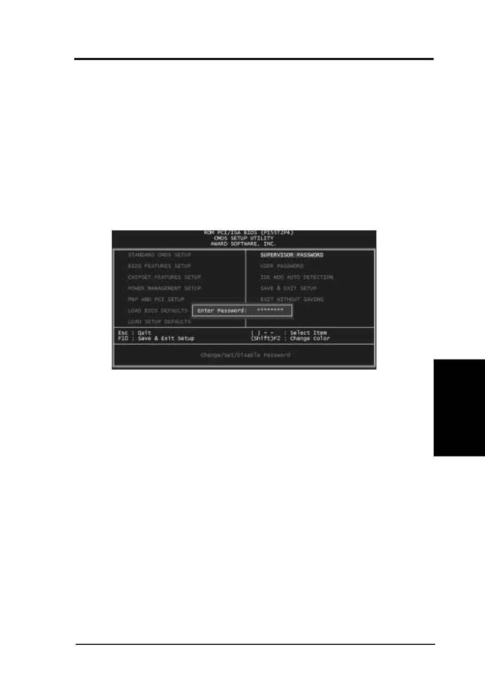 Iv. bios software, Supervisor password and user password | Asus P/I-XP55T2P4 User Manual | Page 51 / 64