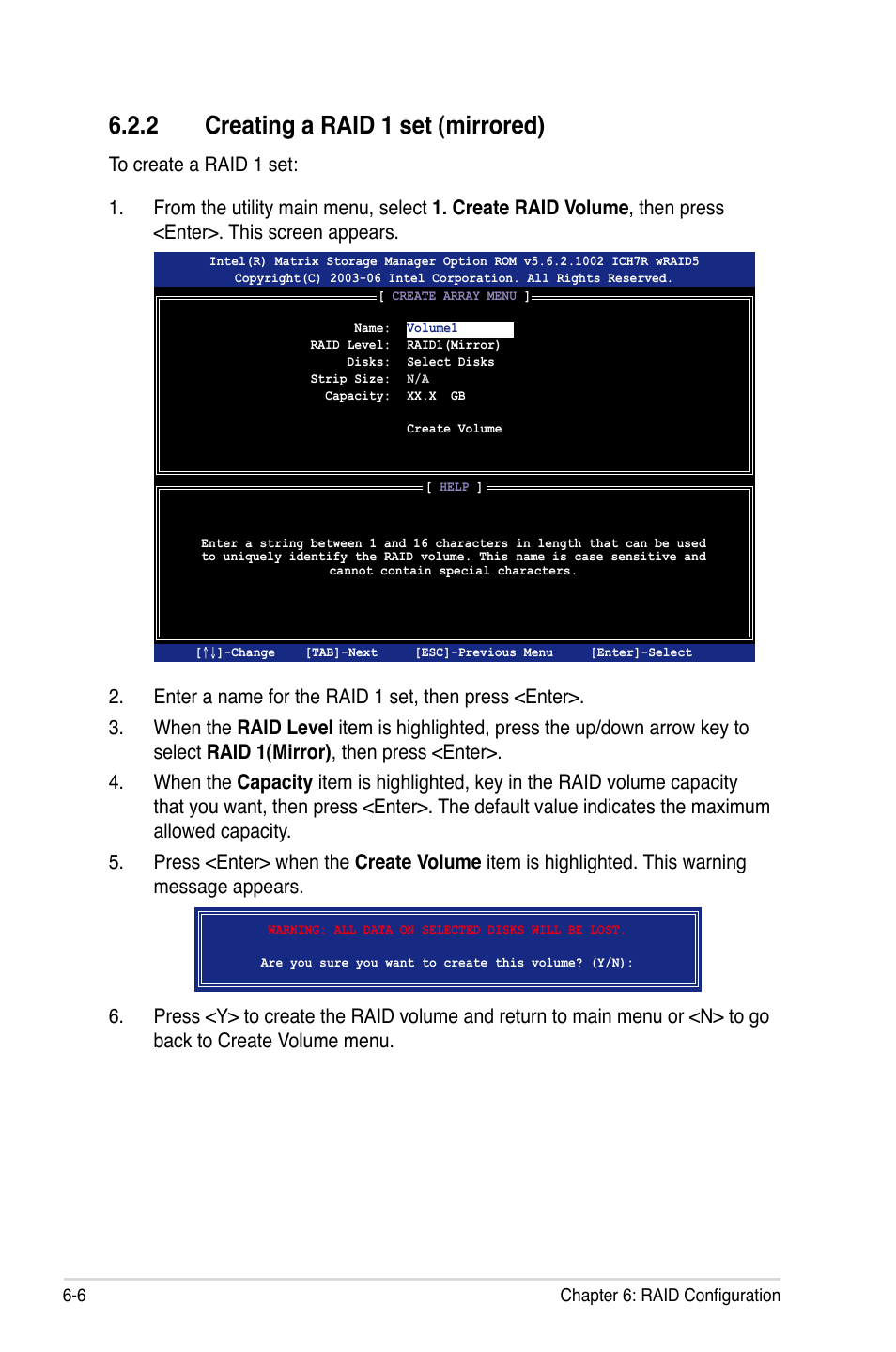 2 creating a raid 1 set (mirrored), Creating a raid 1 set (mirrored) -6 | Asus RS100-E5-PI2 User Manual | Page 100 / 148