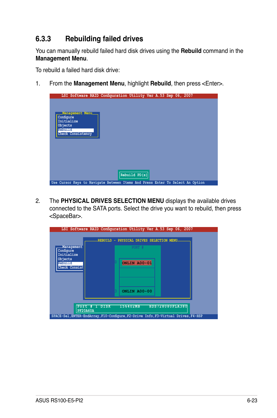 3 rebuilding failed drives, Rebuilding failed drives -23 | Asus RS100-E5-PI2 User Manual | Page 117 / 148