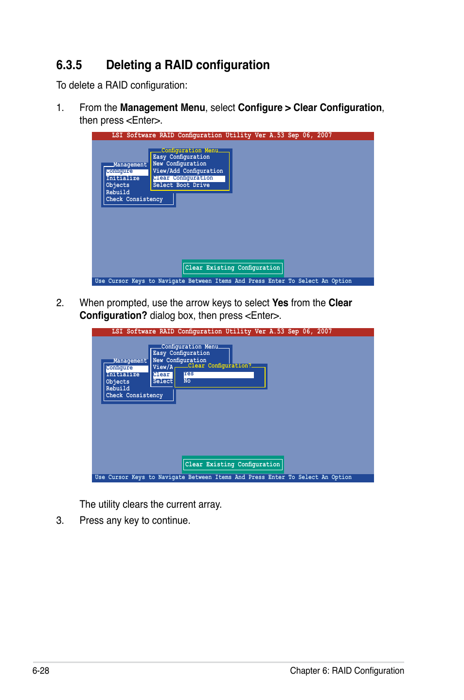 5 deleting a raid configuration, Deleting a raid configuration -28 | Asus RS100-E5-PI2 User Manual | Page 122 / 148