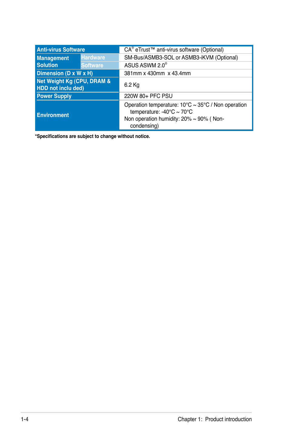 Asus RS100-E5-PI2 User Manual | Page 14 / 148