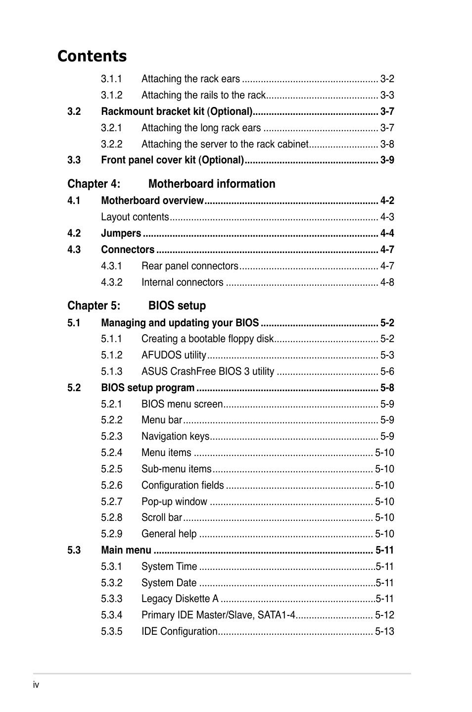 Asus RS100-E5-PI2 User Manual | Page 4 / 148