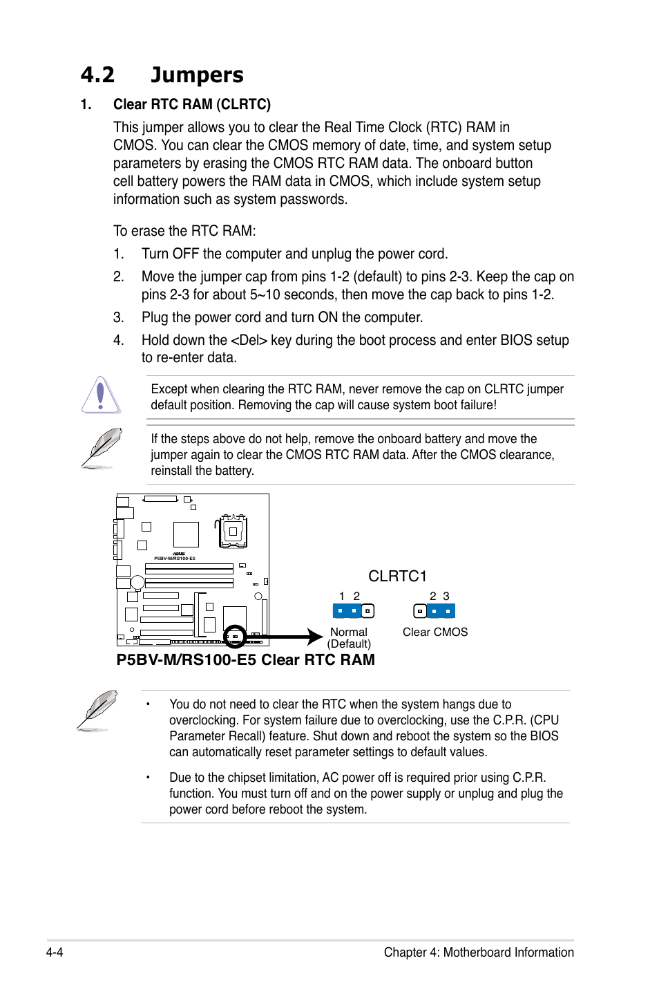 2 jumpers, Jumpers -4 | Asus RS100-E5-PI2 User Manual | Page 50 / 148