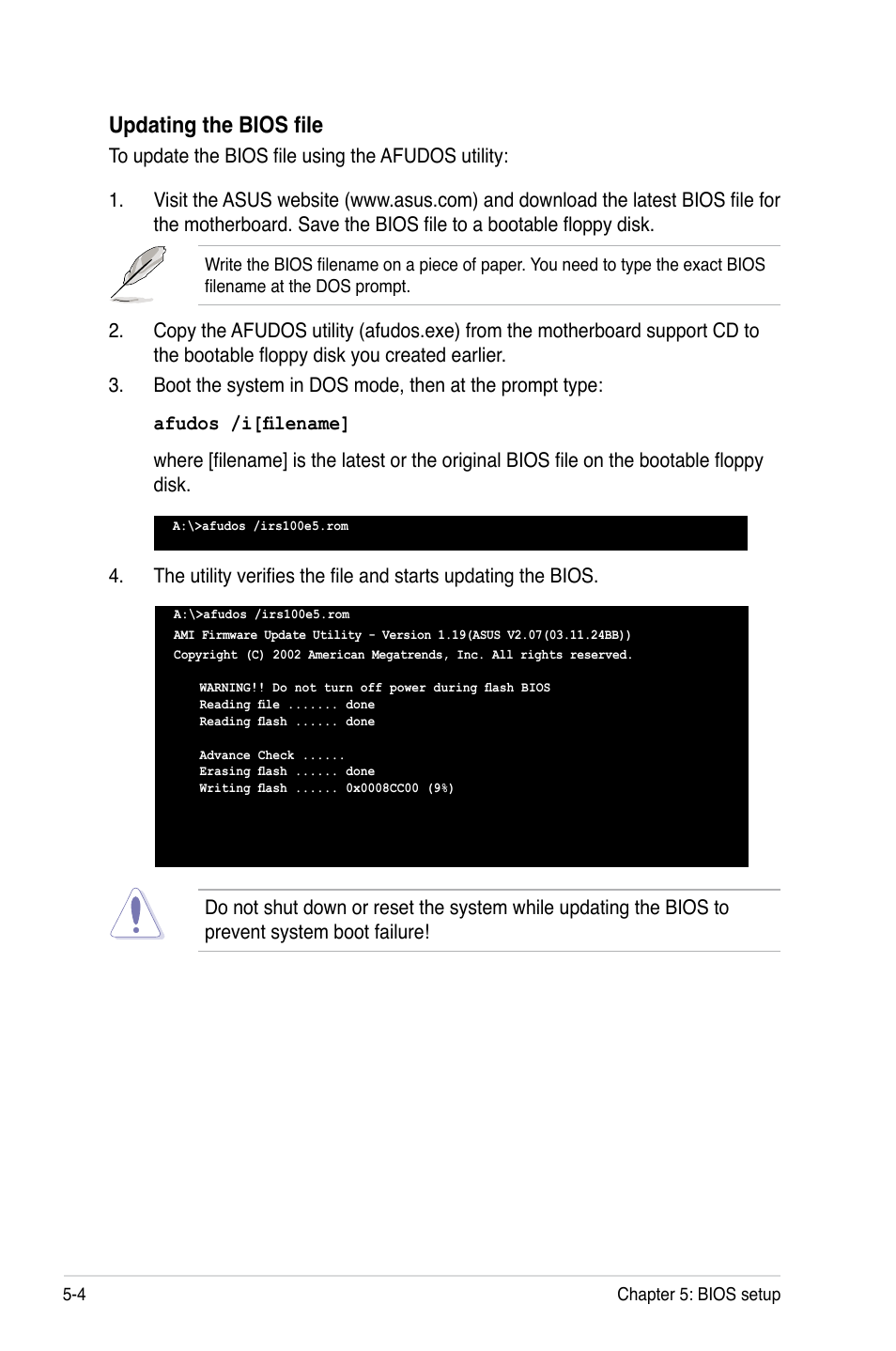 Updating the bios file | Asus RS100-E5-PI2 User Manual | Page 66 / 148