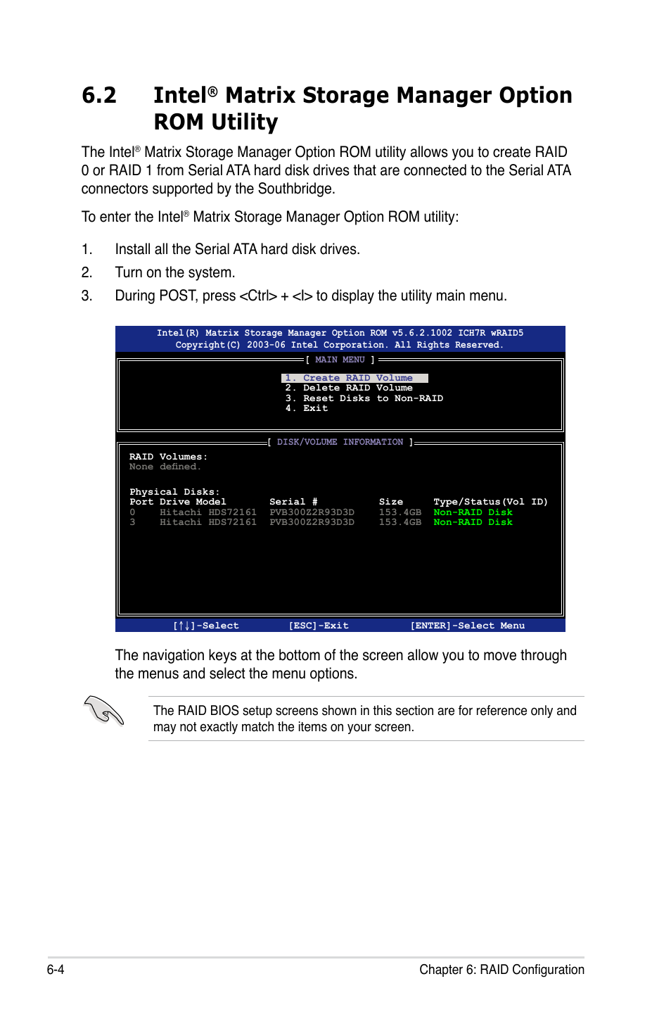 2 intel® matrix storage manager option rom utility, Intel, Matrix storage manager option rom utility -4 | 2 intel, Matrix storage manager option rom utility | Asus RS100-E5-PI2 User Manual | Page 98 / 148
