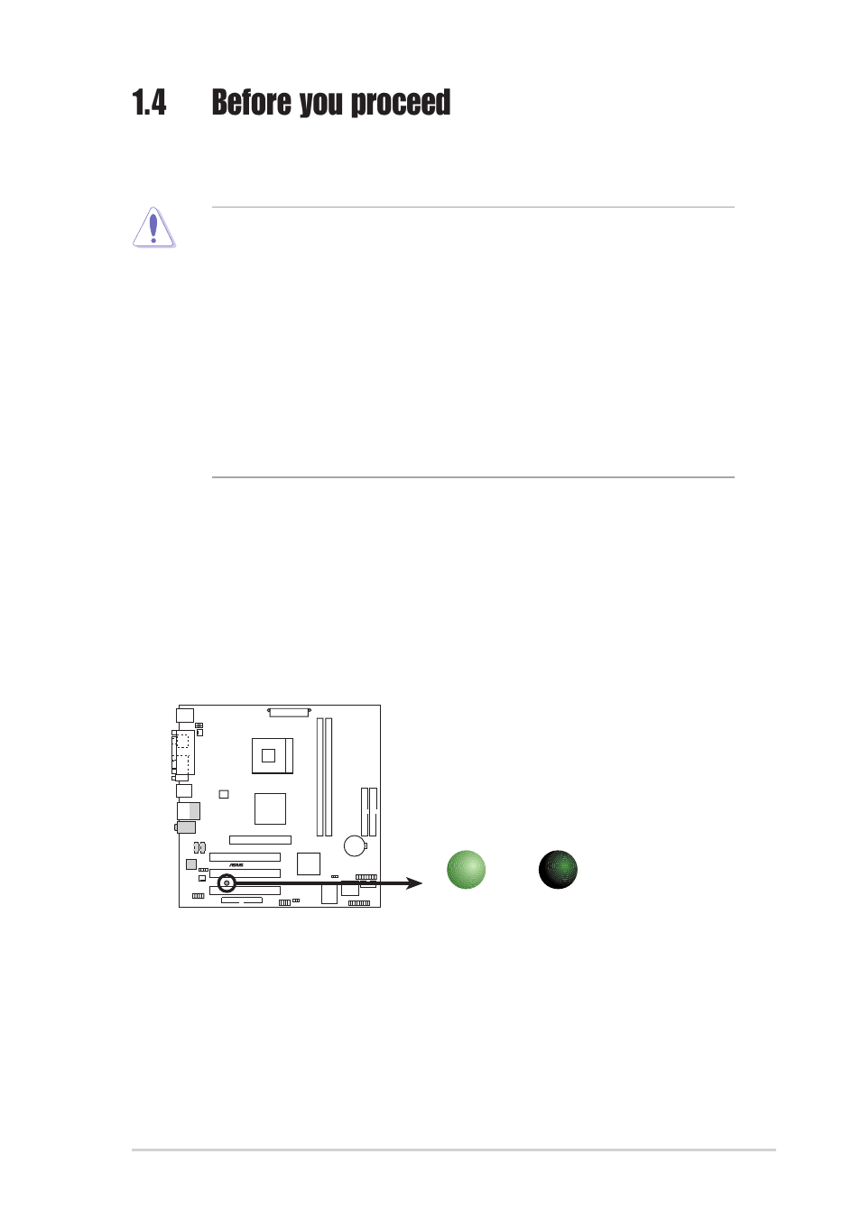 4 before you proceed, Onboard led, Asus p4sp-mx se motherboard user guide 1-5 | Asus P4SP-MX SE User Manual | Page 13 / 64
