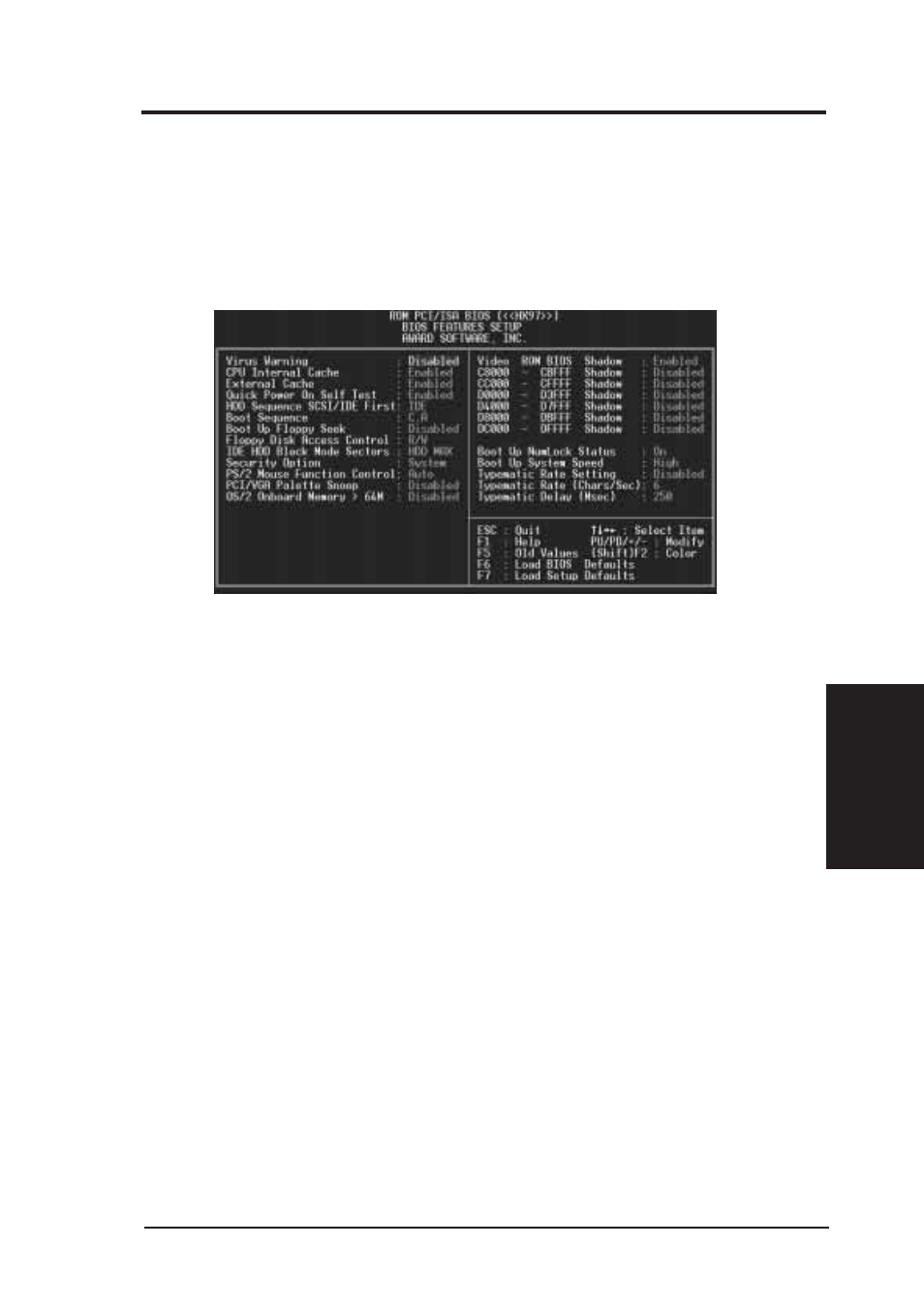 Iv. bios software, Bios features setup | Asus Pentium Motherboard HX97 User Manual | Page 39 / 64