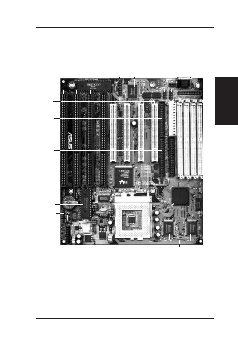 Ii. features, Parts of the asus hx97 motherboard | Asus Pentium Motherboard HX97 User Manual | Page 9 / 64