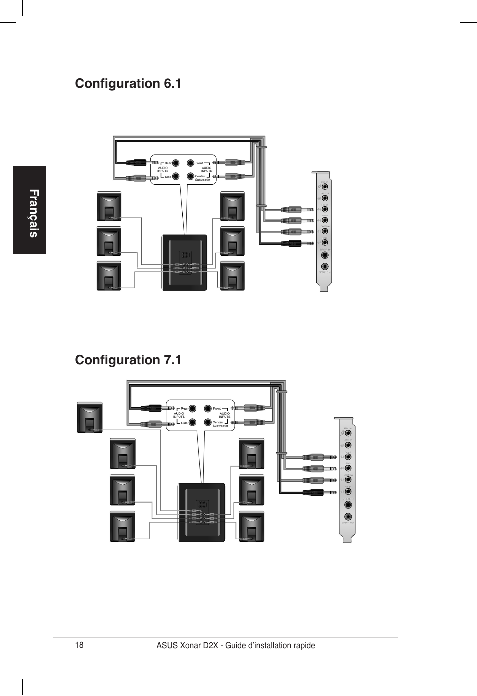 Configuration 7.1 configuration 6.1 | Asus Audio Card Xonar D2X User Manual | Page 18 / 70