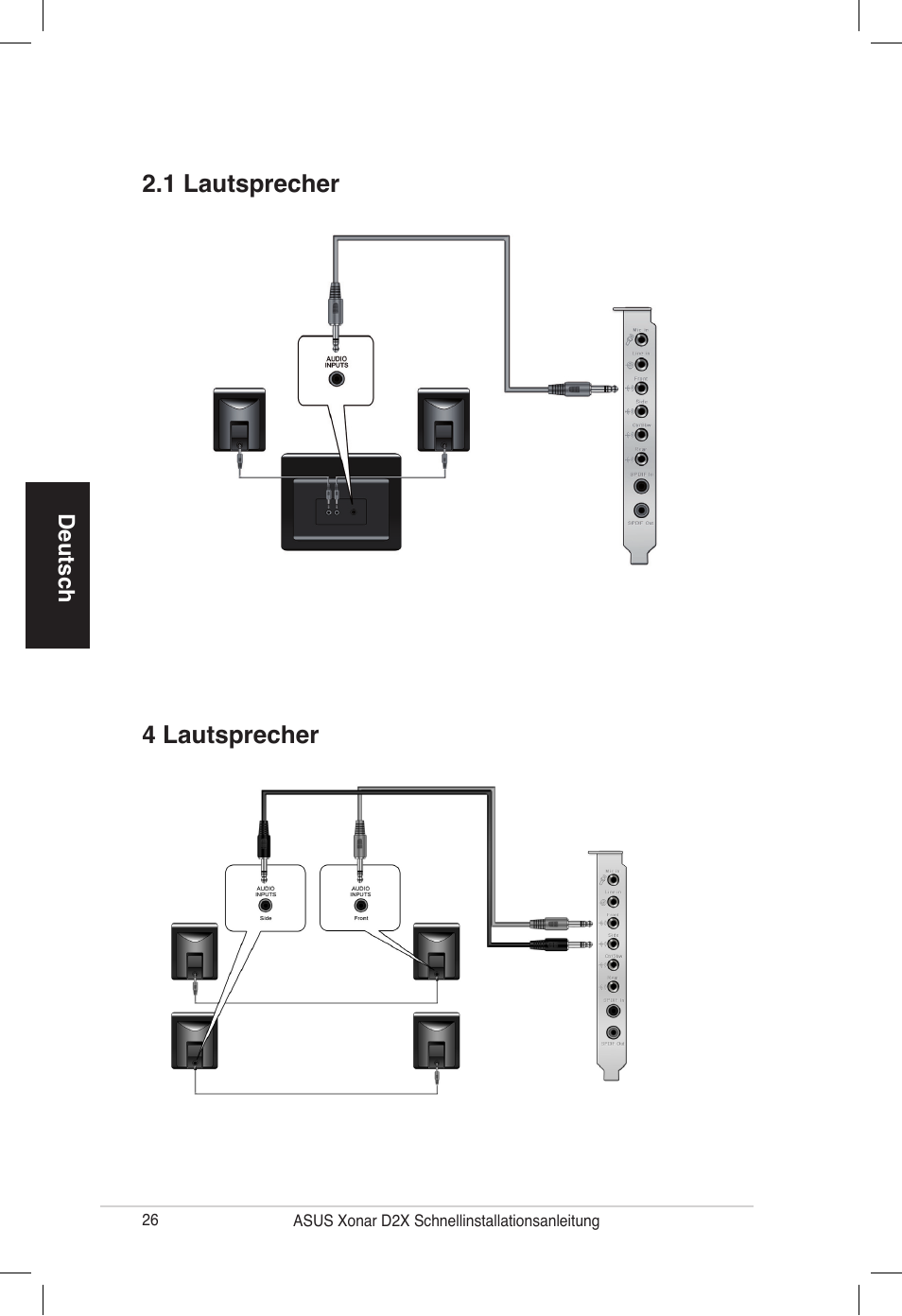 4 lautsprecher 2.1 lautsprecher | Asus Audio Card Xonar D2X User Manual | Page 26 / 70