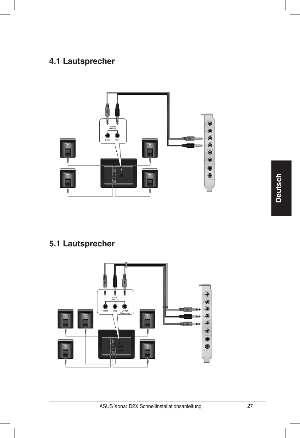 1 lautsprecher 4.1 lautsprecher | Asus Audio Card Xonar D2X User Manual | Page 27 / 70