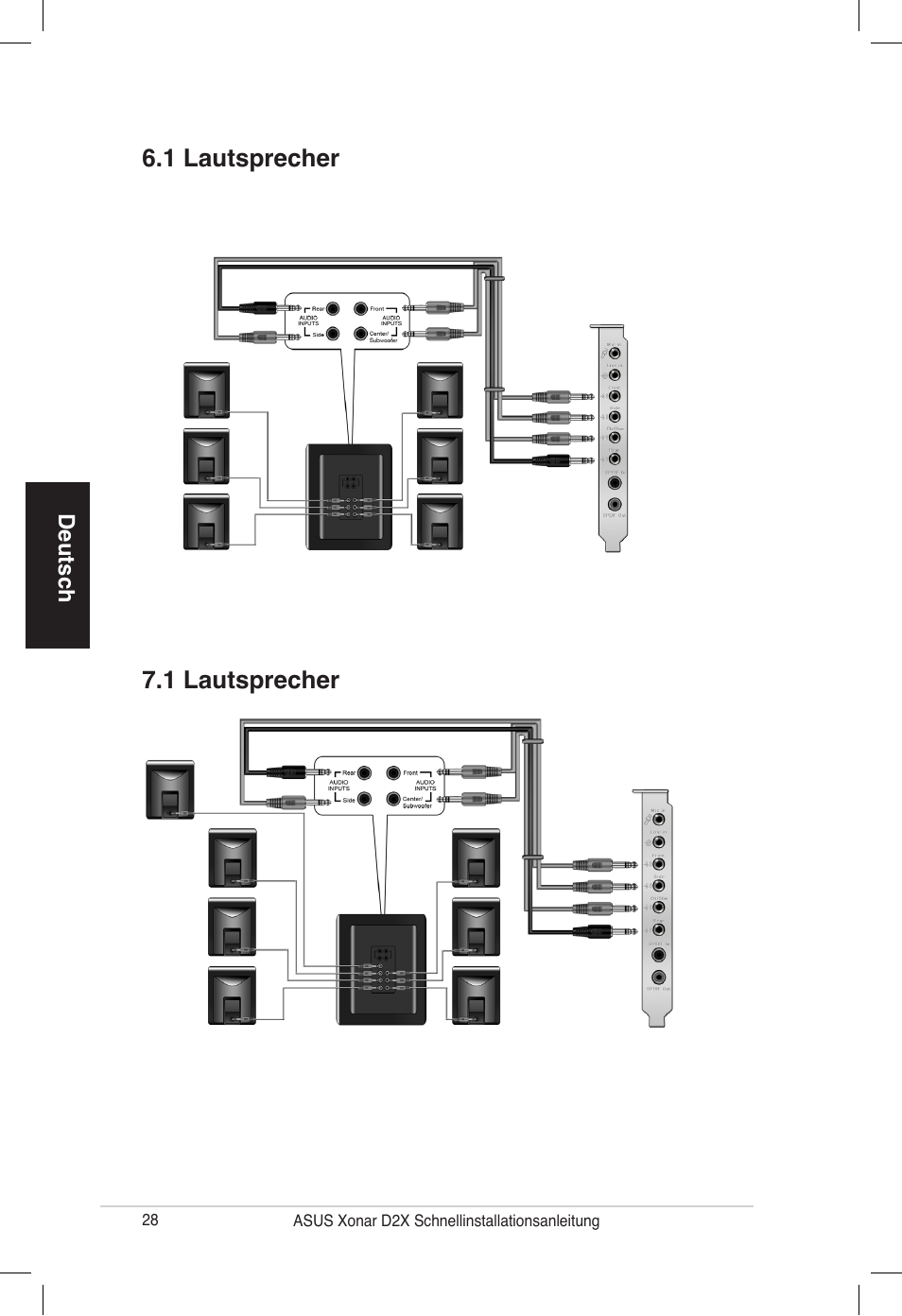 1 lautsprecher 6.1 lautsprecher | Asus Audio Card Xonar D2X User Manual | Page 28 / 70