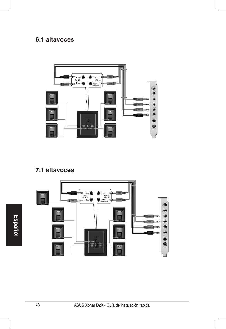 1 altavoces 6.1 altavoces | Asus Audio Card Xonar D2X User Manual | Page 48 / 70