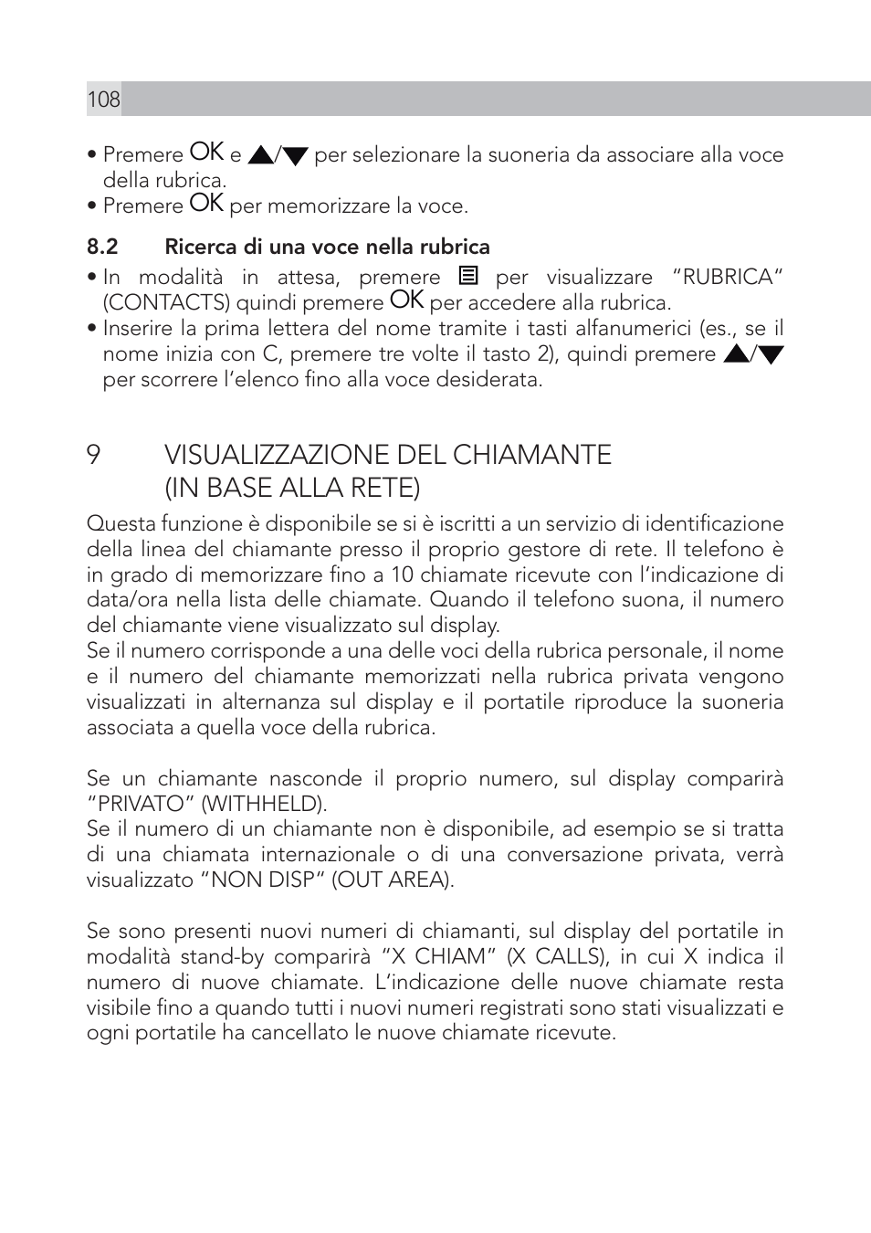 9visualizzazione del chiamante (in base alla rete) | AEG Voxtel S105 User Manual | Page 108 / 268