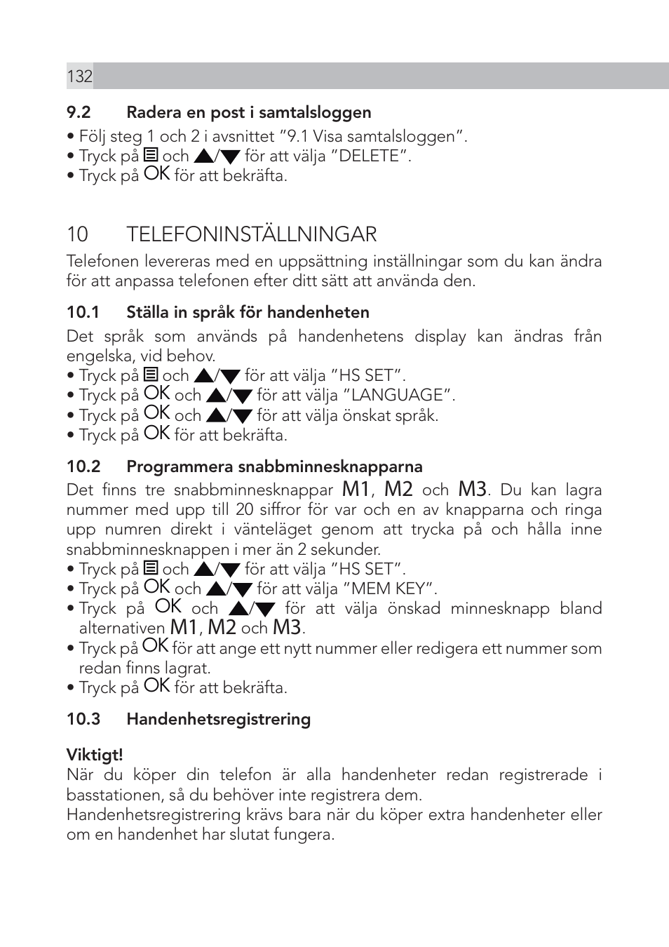 10 telefoninställningar | AEG Voxtel S105 User Manual | Page 132 / 268