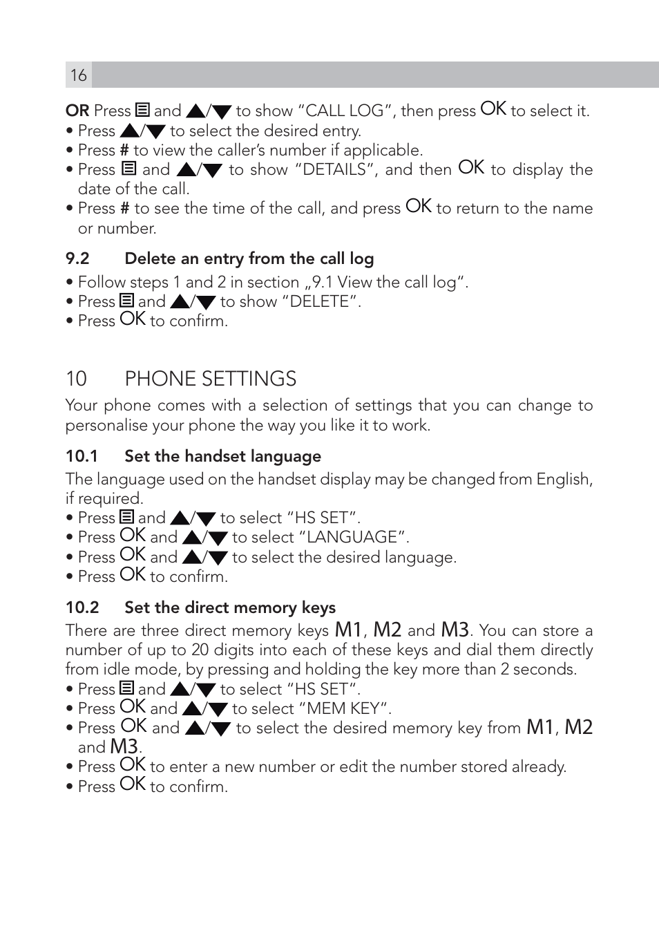 10 phone settings | AEG Voxtel S105 User Manual | Page 16 / 268