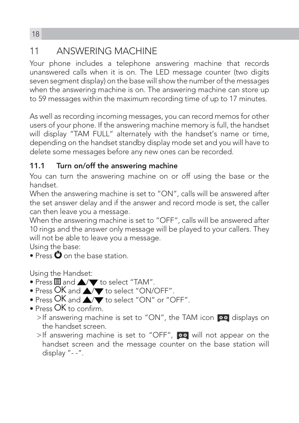 11 answering machine | AEG Voxtel S105 User Manual | Page 18 / 268