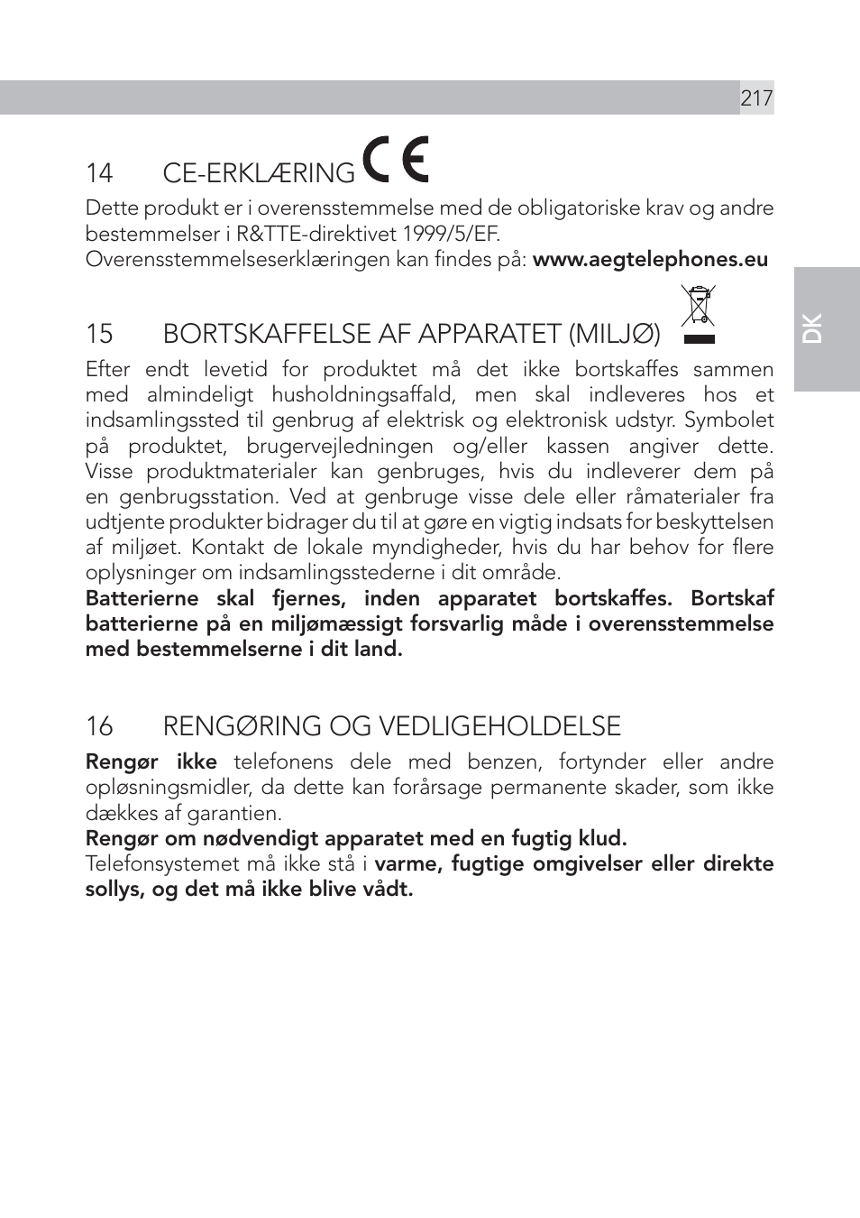 AEG Voxtel S105 User Manual | Page 217 / 268