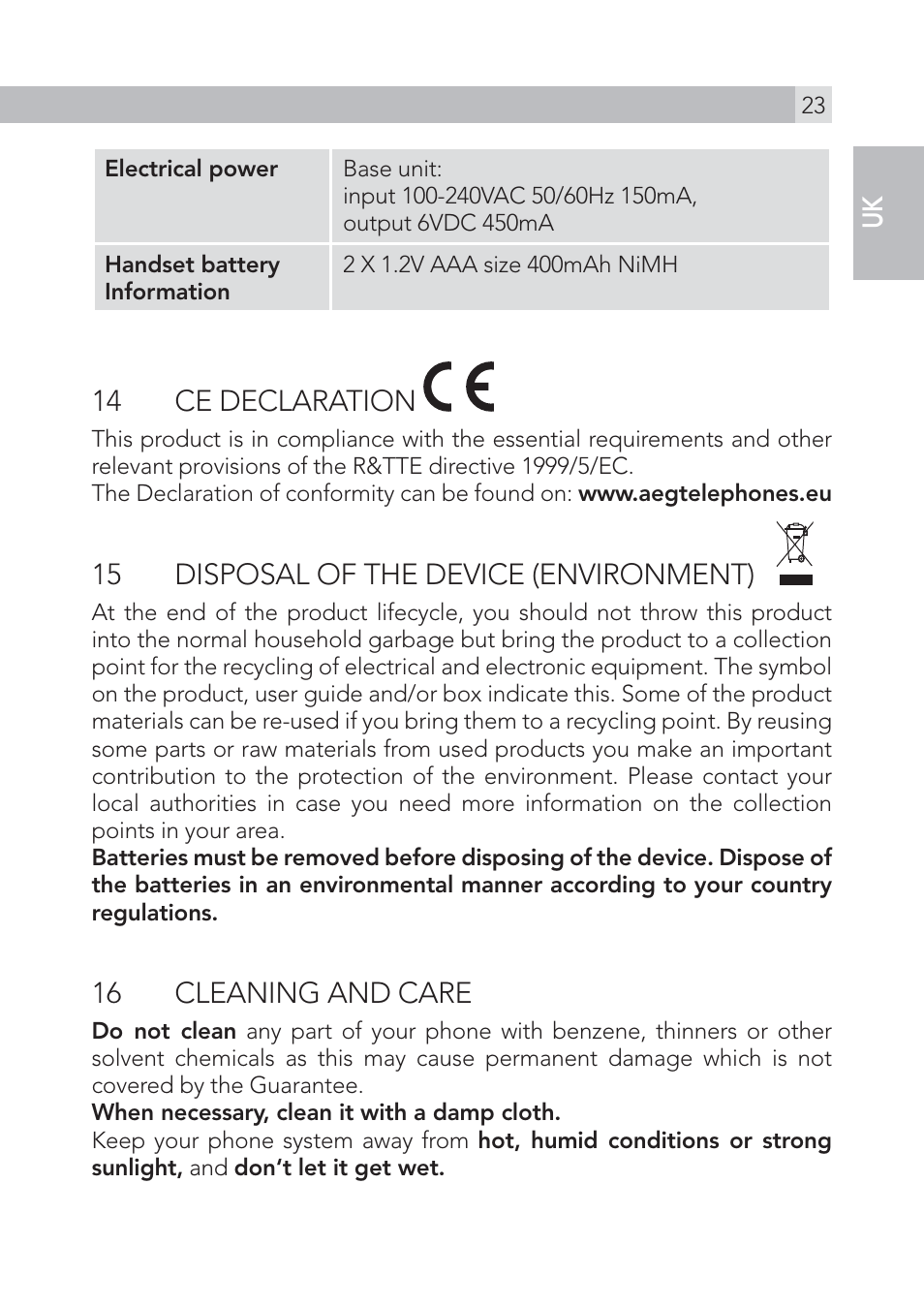 AEG Voxtel S105 User Manual | Page 23 / 268