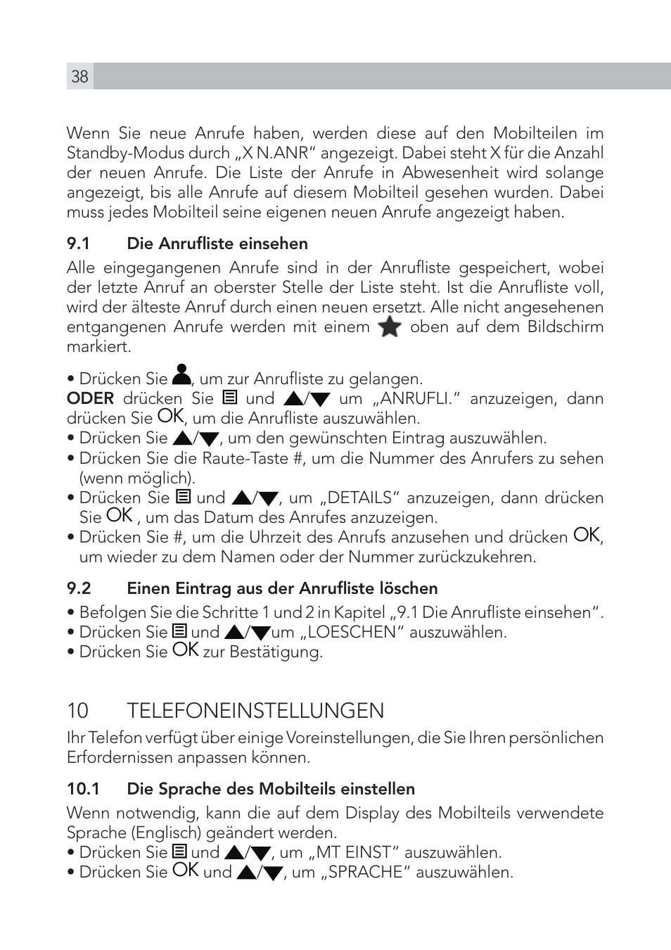 10 telefoneinstellungen | AEG Voxtel S105 User Manual | Page 38 / 268