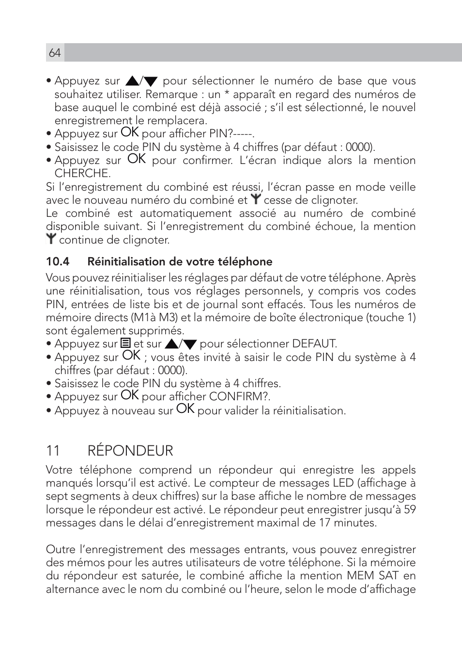11 répondeur | AEG Voxtel S105 User Manual | Page 64 / 268