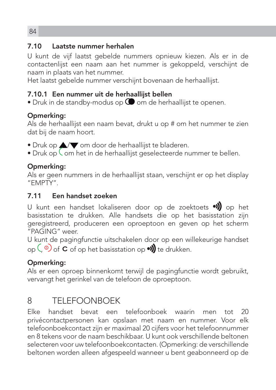 8 telefoonboek | AEG Voxtel S105 User Manual | Page 84 / 268