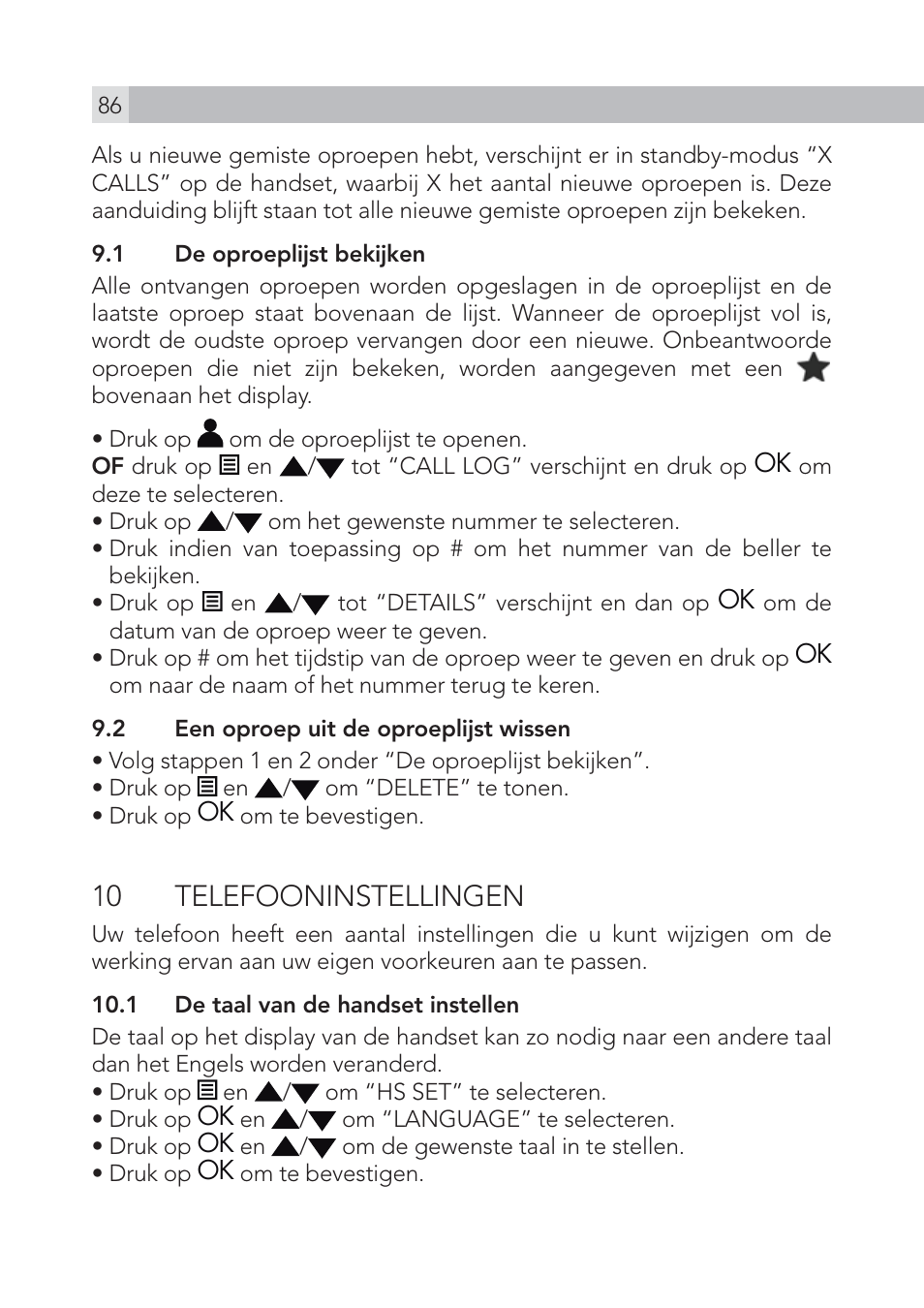 10 telefooninstellingen | AEG Voxtel S105 User Manual | Page 86 / 268