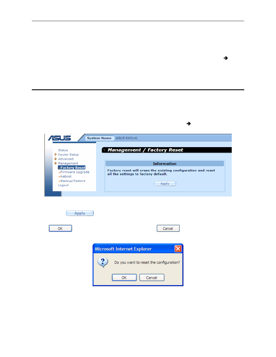 4 reset to factory default settings | Asus RX3141 User Manual | Page 84 / 102