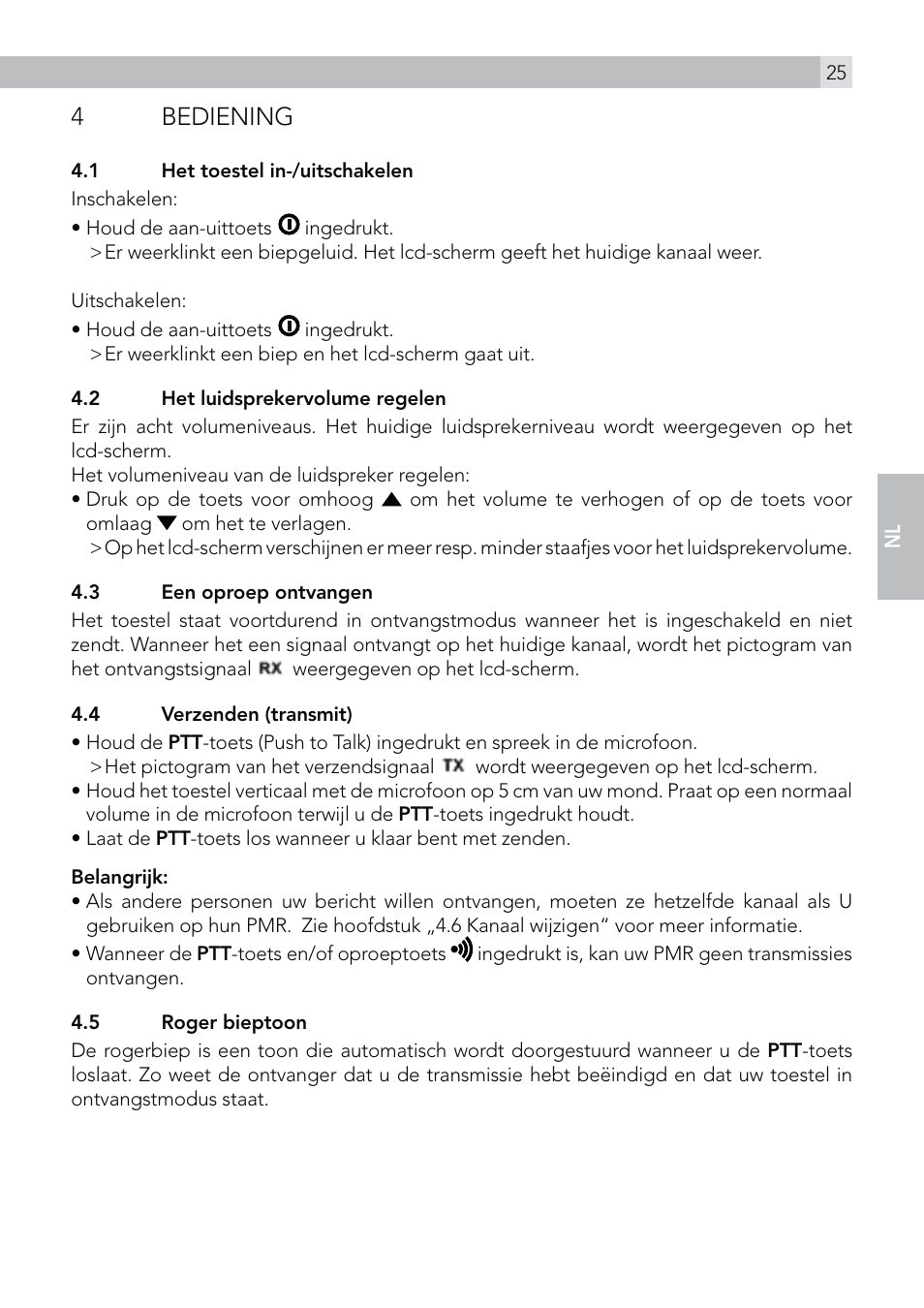 4 bediening | AEG Voxtel R100 User Manual | Page 25 / 64