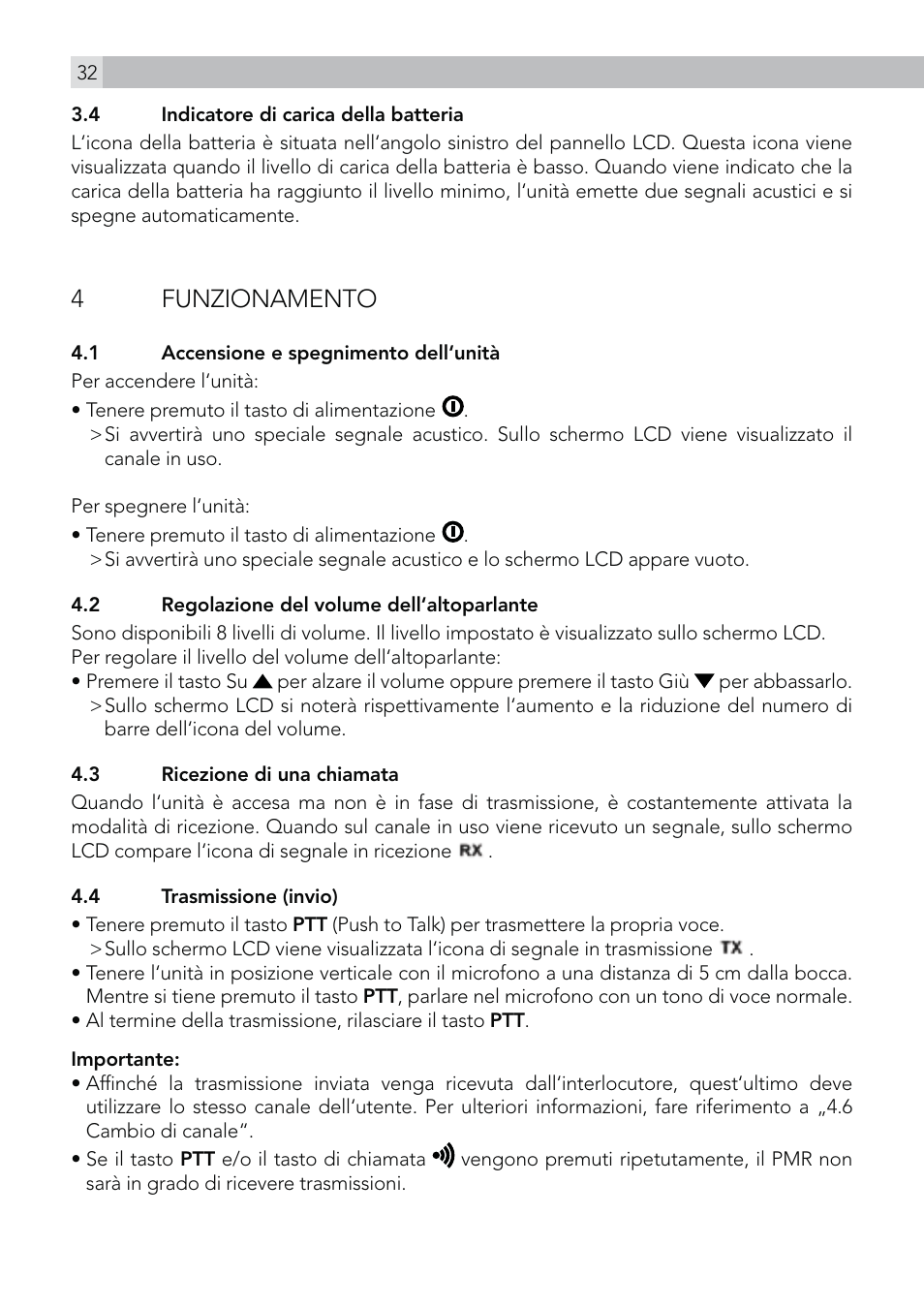 4 funzionamento | AEG Voxtel R100 User Manual | Page 32 / 64