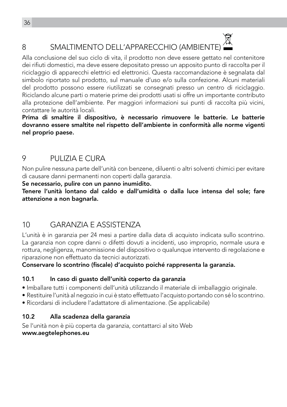 AEG Voxtel R100 User Manual | Page 36 / 64