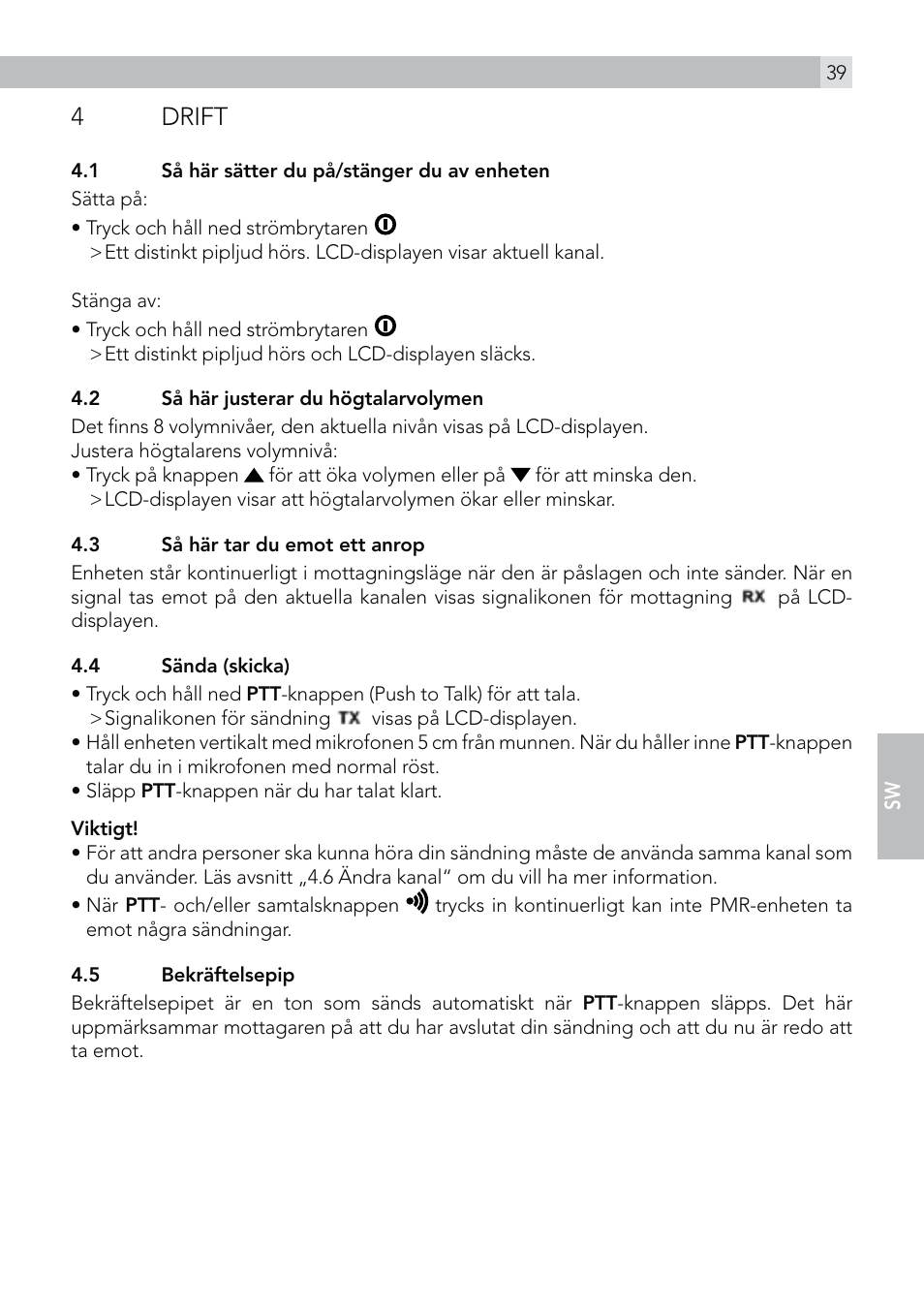 4 drift | AEG Voxtel R100 User Manual | Page 39 / 64