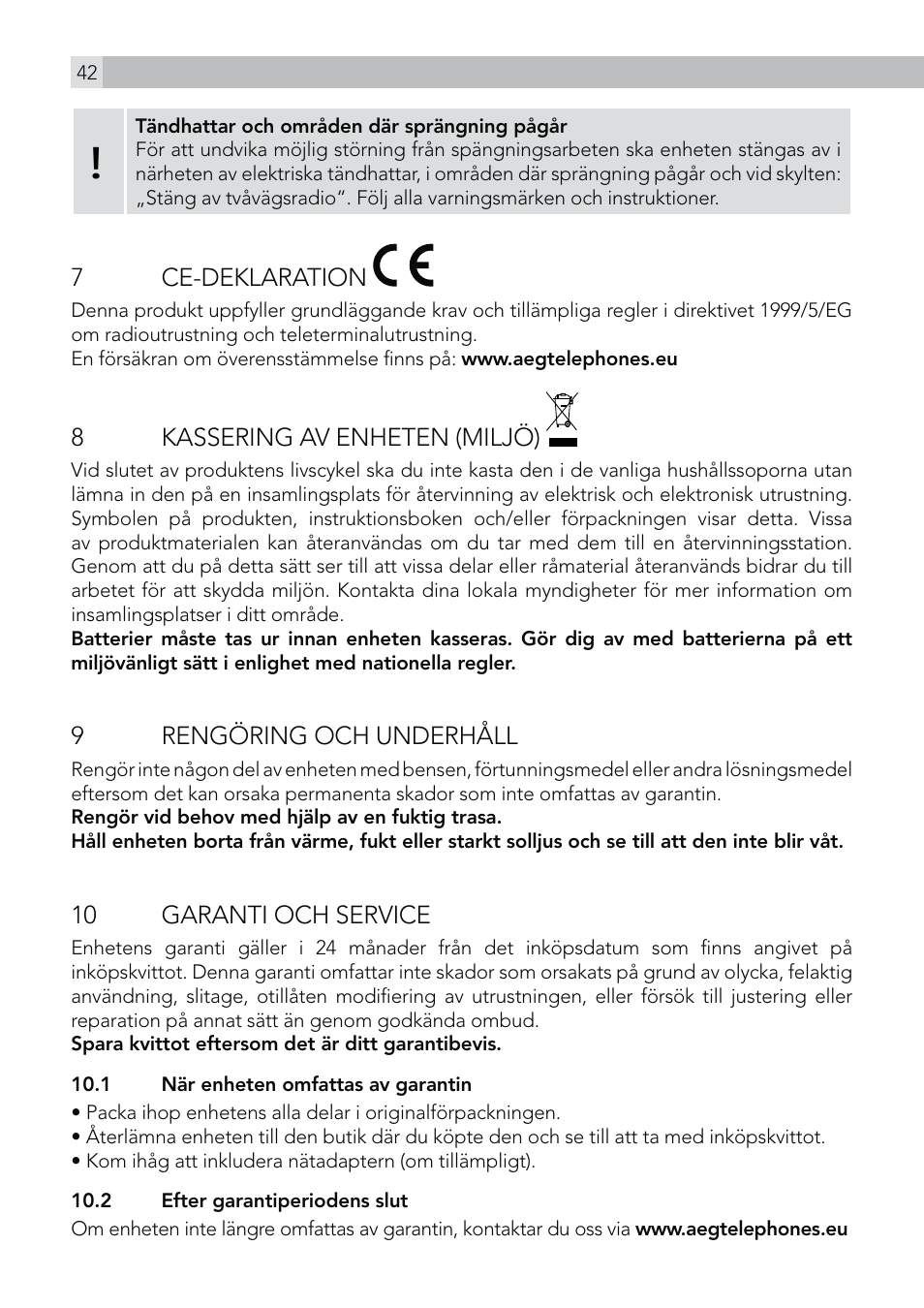 AEG Voxtel R100 User Manual | Page 42 / 64