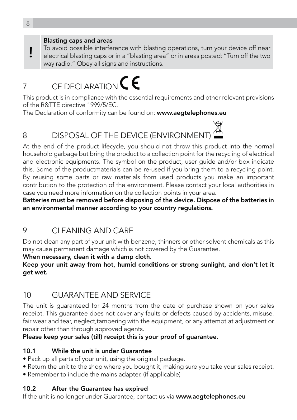 AEG Voxtel R100 User Manual | Page 8 / 64