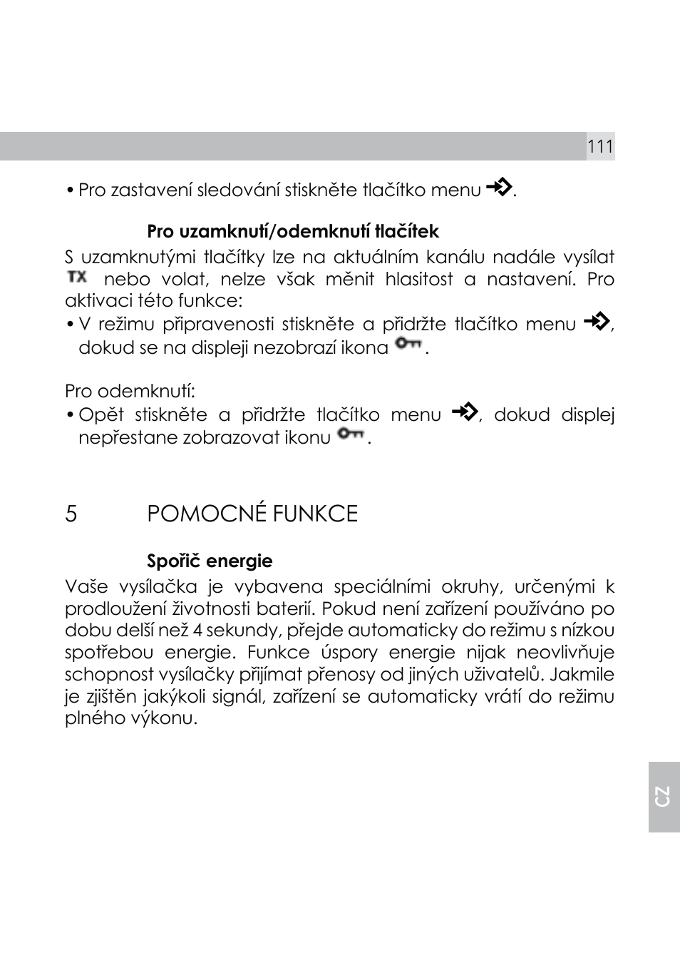 Pomocné funkce | AEG Voxtel R110 User Manual | Page 111 / 116