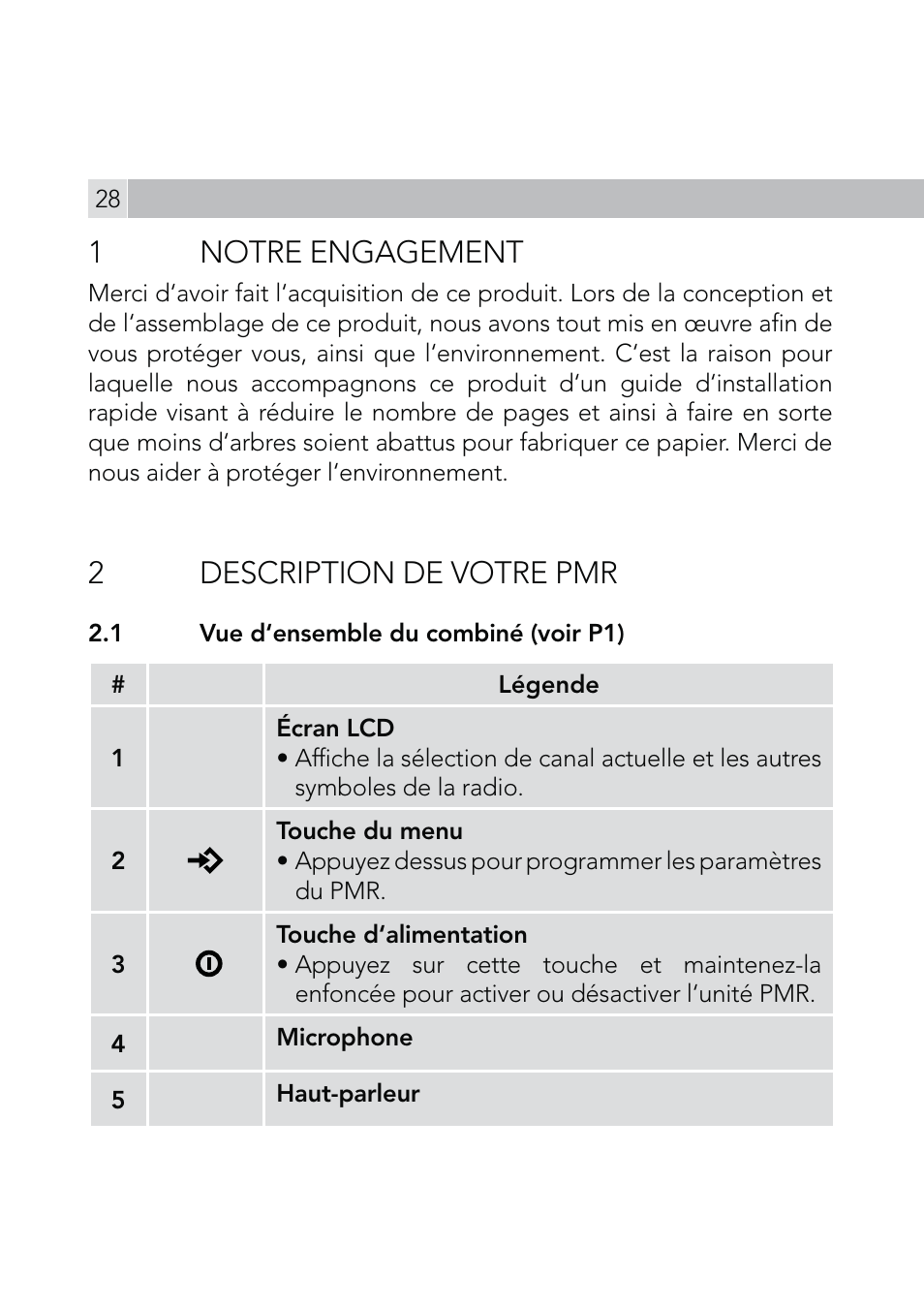 1 notre engagement, 2description de votre pmr | AEG Voxtel R110 User Manual | Page 28 / 116