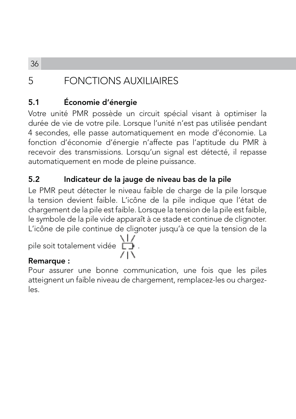 5 fonctions auxiliaires | AEG Voxtel R110 User Manual | Page 36 / 116