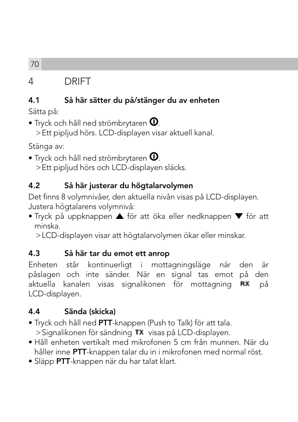 4 drift | AEG Voxtel R110 User Manual | Page 70 / 116