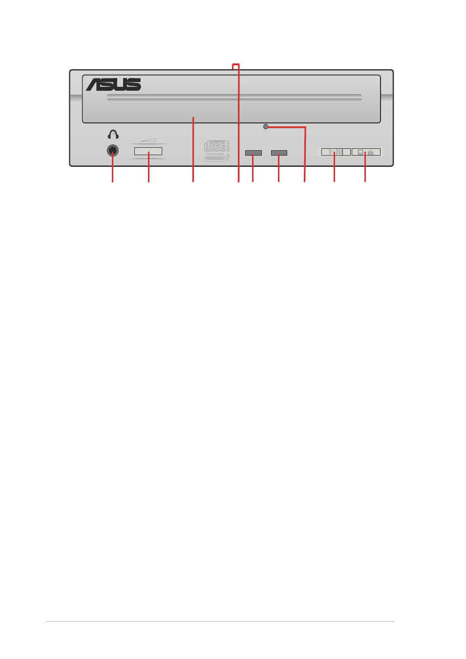 Front panel | Asus External CD-RW CRW-5224A-U User Manual | Page 14 / 26