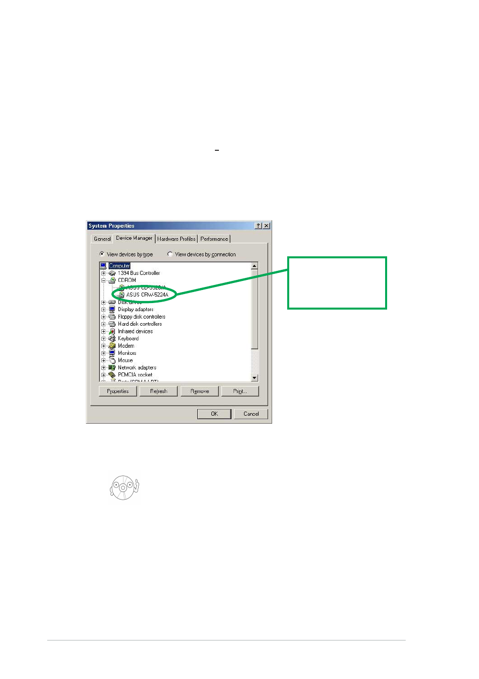 Checking the drive in the system properties | Asus External CD-RW CRW-5224A-U User Manual | Page 20 / 26