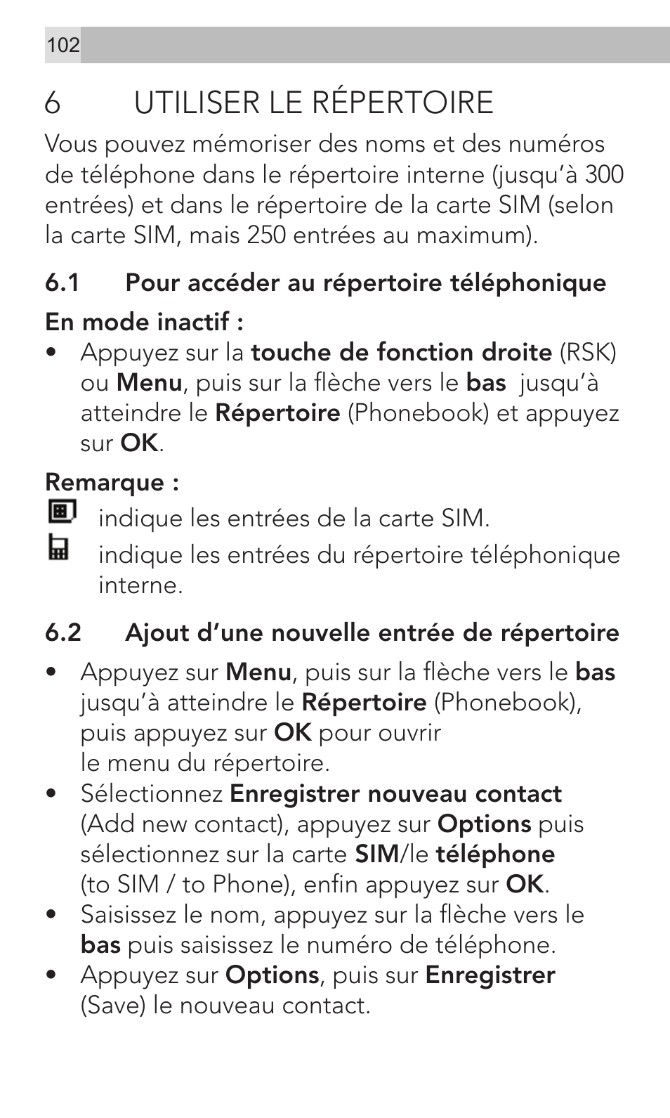 6utiliser le répertoire | AEG Voxtel M320 User Manual | Page 102 / 224