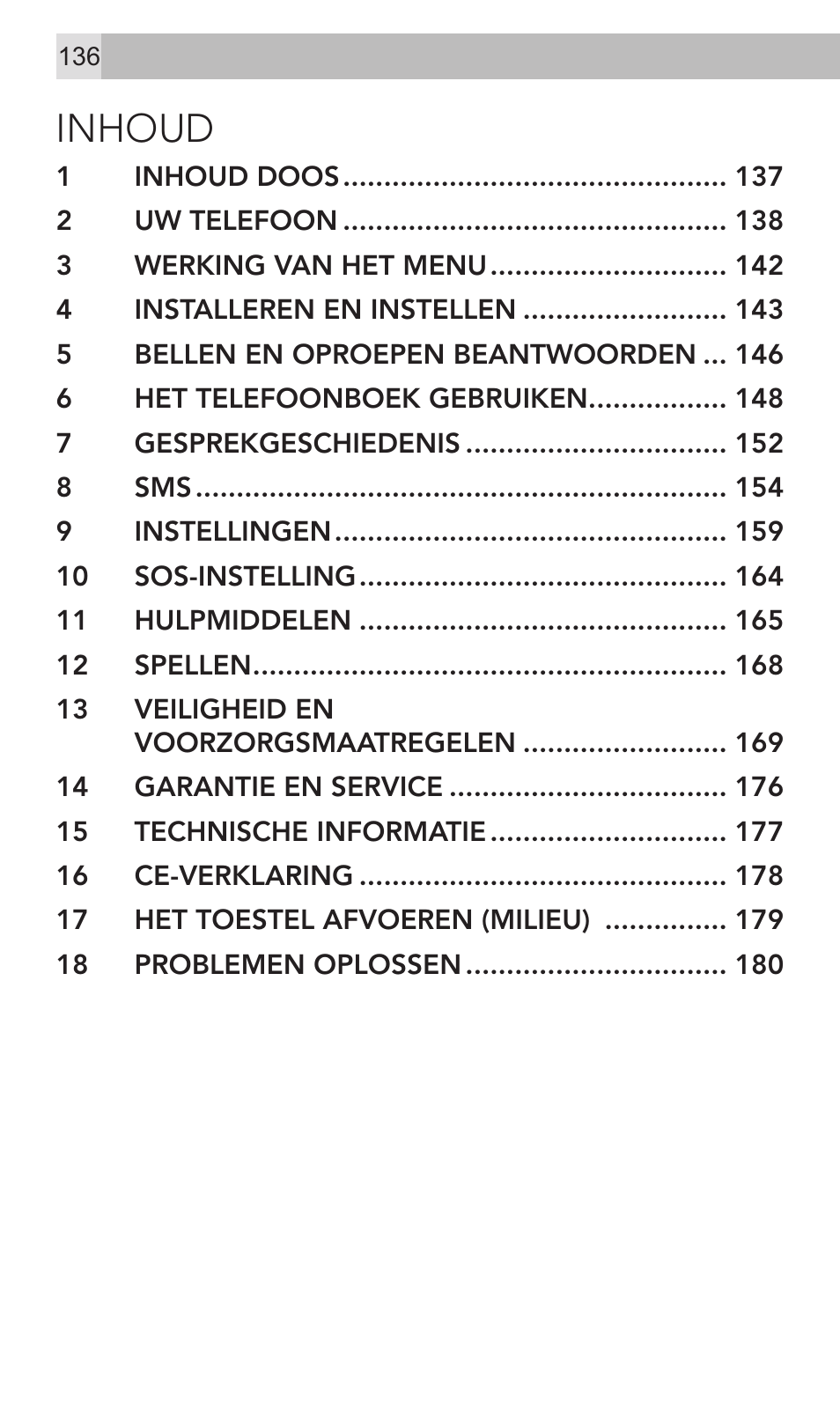 Inhoud | AEG Voxtel M320 User Manual | Page 136 / 224