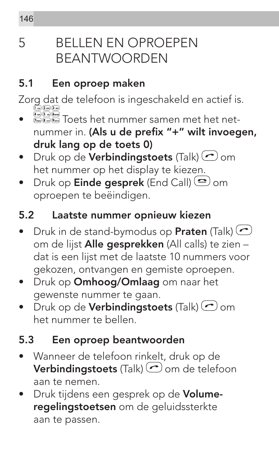 5bellen en oproepen beantwoorden | AEG Voxtel M320 User Manual | Page 146 / 224