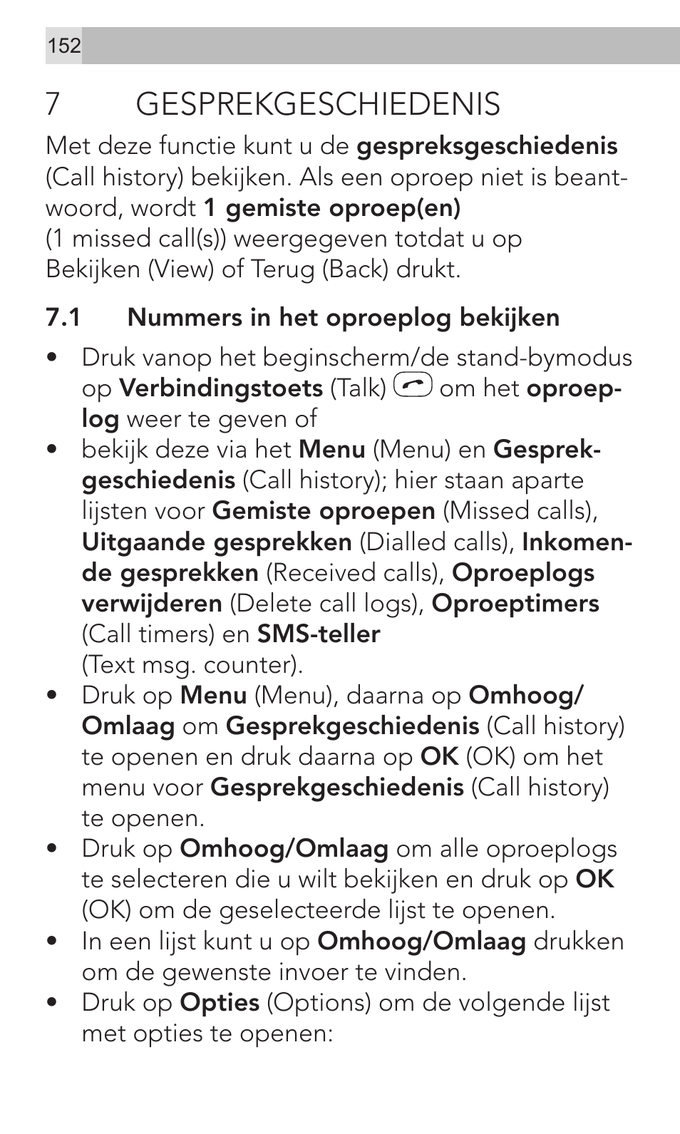 7gesprekgeschiedenis | AEG Voxtel M320 User Manual | Page 152 / 224
